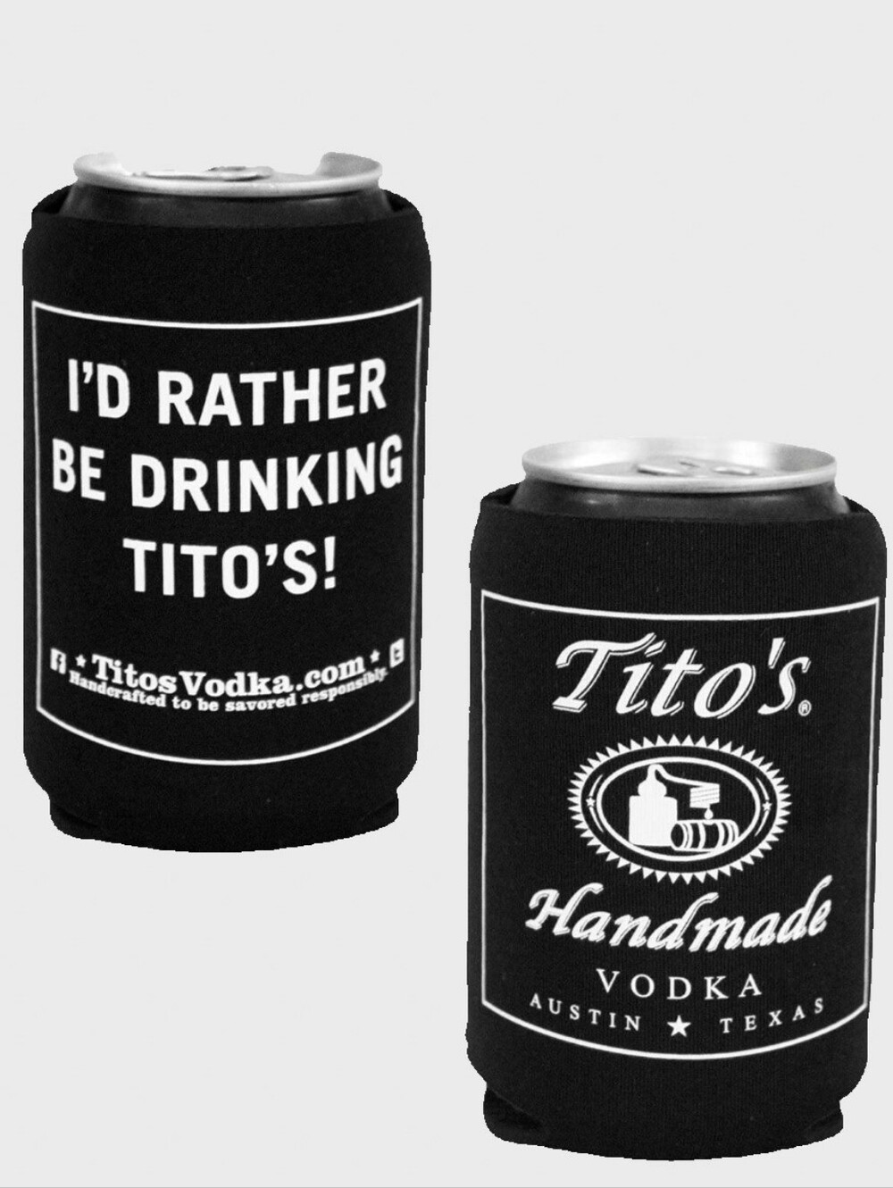 Can Koozie Limited Edition Black & White I'd Rather Be Drinking Tito's Handmade